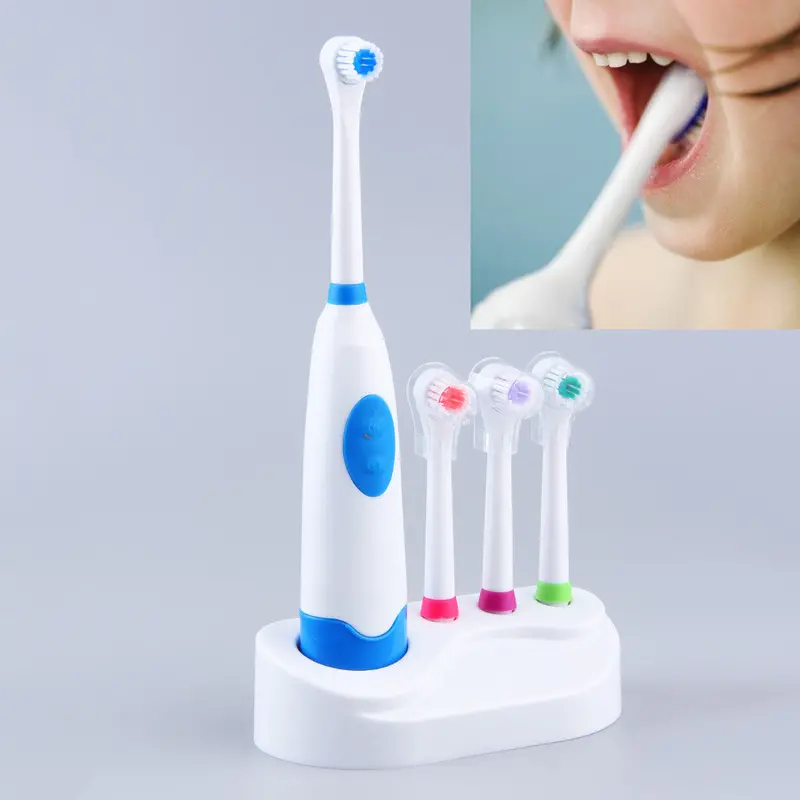 Green+Purple+Red+Blue Electric Oral Care Toothbrush Replacet With 4 Teeth Brush Heads Bathroom 1