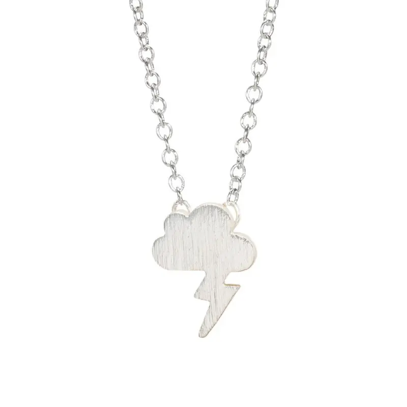 Grumpy Little Cloud Lightning Necklace Pendant Cute Celebrity Style Dark Clouds And Lightning Necklaces 10Pcs-N098 1