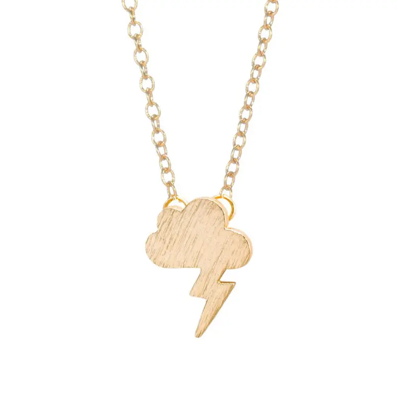 Grumpy Little Cloud Lightning Necklace Pendant Cute Celebrity Style Dark Clouds And Lightning Necklaces 10Pcs-N098 2