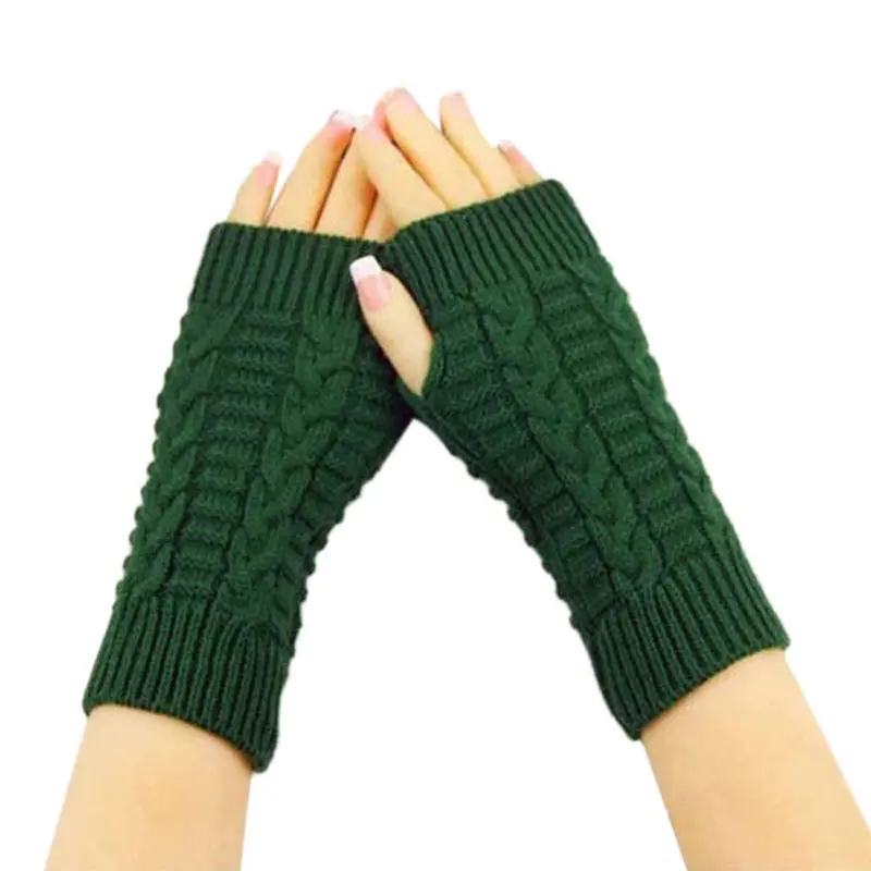 Guantes Mujer Warm Knitted Arm Fingerless Gloves Soft Warm Mitten 1