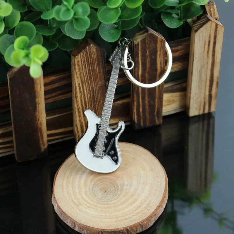 Guitar Key Chain Car Key Ring Silver Alloy Keychain Bag Shoulder Bags Pendant Buckle Gift 2