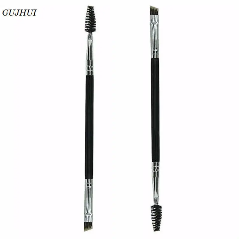 Gujhui Professional Makeup Brushes Bamboo Hle Double Eyebrow Brush + Eyebrow Comb Eyelashes Make Up Brushes Cosmetics 2