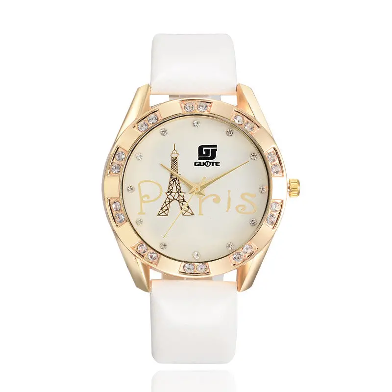 Guote Watch Ms Iron Tower Leather Band Watches Sport Quartz Date Wrist Watch Quartz Movement Watch Rrelogio Masculion For Gift 3