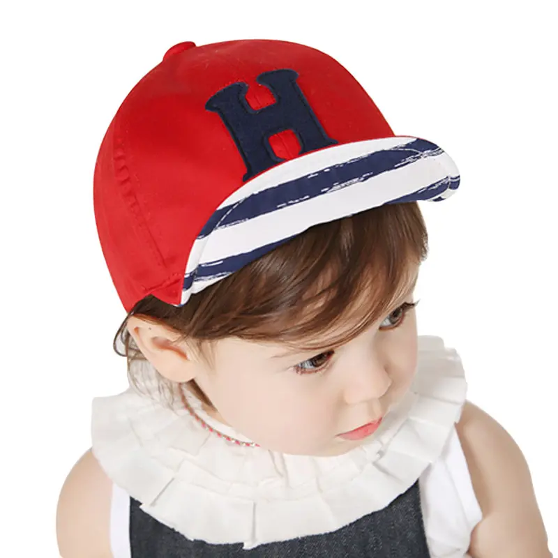 H Letter Baby Boy Cap Boy Baseball Cap Kids Snapback Hip-Hop Hats Sun Hat Red Blue 6-13M 1