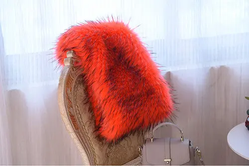 Hairy Faux Raccoon Fur Pullover Scarf Collar Shaggy Soft Faux Fox Fur Shawl Cap Scarves False Collar 3 Colors 1