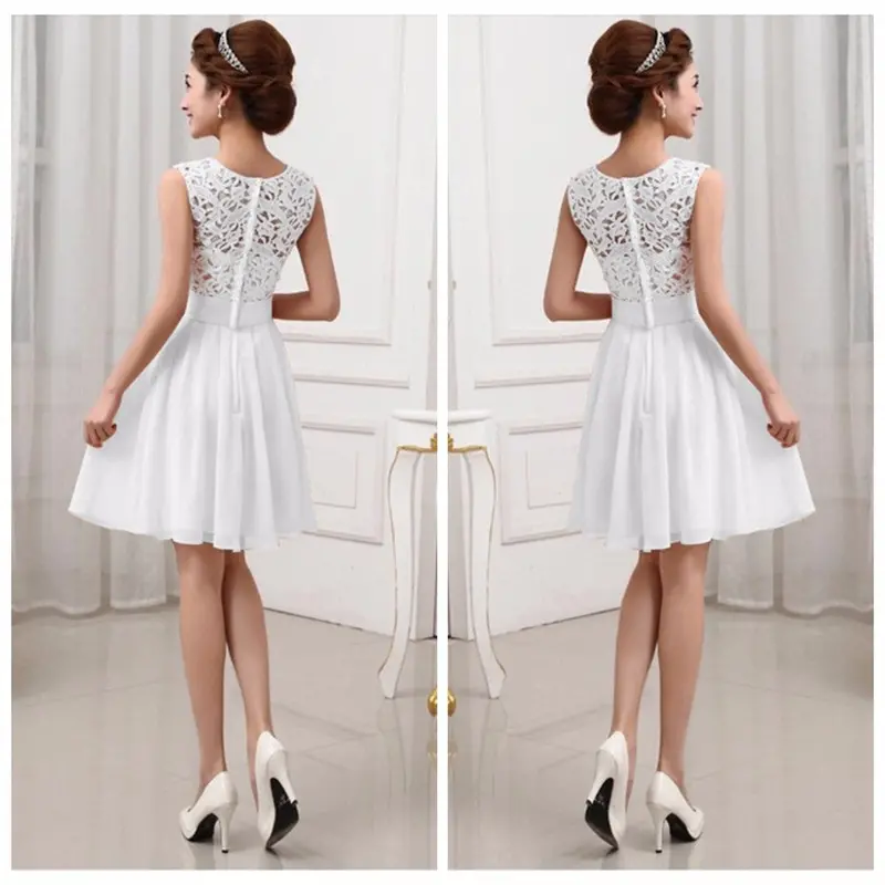 Half Long Sleeve White Chiffon Lace Stitching Long Dress Floor-Length Pleated Lace Gowns Dresses 6 Colors Kf274 16