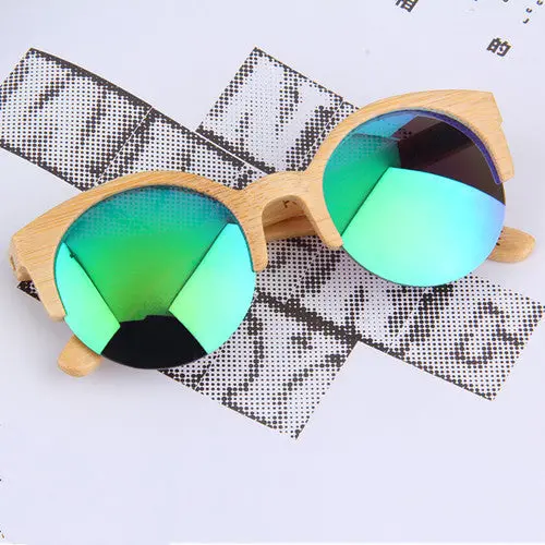 Half Round Sunglasses Full Eyewear Bamboo Frame Glasses For 1