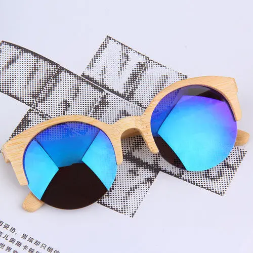 Half Round Sunglasses Full Eyewear Bamboo Frame Glasses For 5