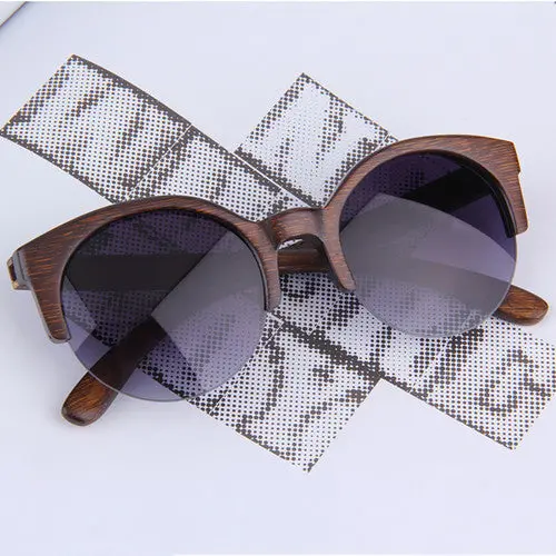 Half Round Sunglasses Full Eyewear Bamboo Frame Glasses For 6