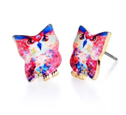Halloween Colored Owl Stud Earrings In Enamel Post Jewelry Animal Pet Earrings Oed081 1