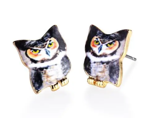 Halloween Colored Owl Stud Earrings In Enamel Post Jewelry Animal Pet Earrings Oed081 2