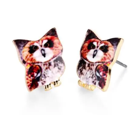Halloween Colored Owl Stud Earrings In Enamel Post Jewelry Animal Pet Earrings Oed081 3