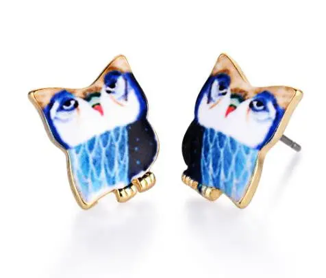 Halloween Colored Owl Stud Earrings In Enamel Post Jewelry Animal Pet Earrings Oed081 4