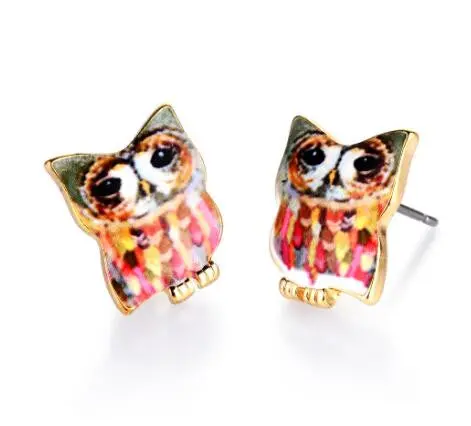 Halloween Colored Owl Stud Earrings In Enamel Post Jewelry Animal Pet Earrings Oed081 5