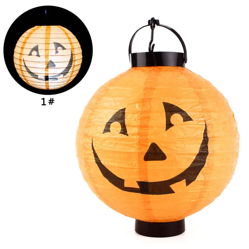 Halloween Decoration Led Paper Pumpkin Light Hanging Lantern Lamp Halloween Props Outdoor Party Supplies 90951 1