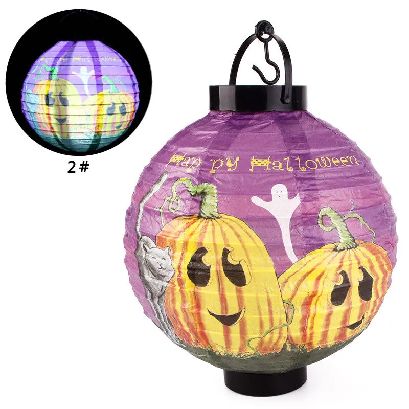 Halloween Decoration Led Paper Pumpkin Light Hanging Lantern Lamp Halloween Props Outdoor Party Supplies 90951 2