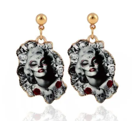 Halloween Skull Earrings Gold Scary Blood-Colored Drop Earrings Oeh057 3