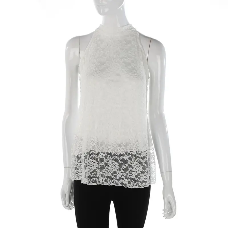 Halter Top Lace Camis Floral Vest Shirts Sexy Backless Casual Vest Tank Tee Loose Tshirt Tops Blouse Fast Shipping 1