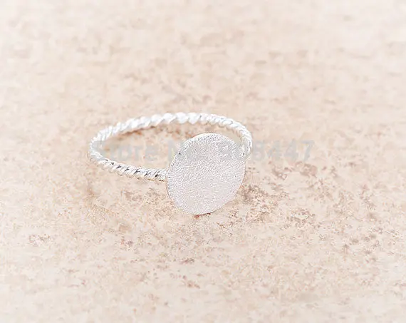 Hammered Ring With Twisted Ringband - Silver Round Rings,Vintage Style Rings 2