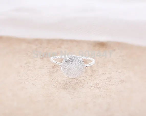 Hammered Ring With Twisted Ringband - Silver Round Rings,Vintage Style Rings 3