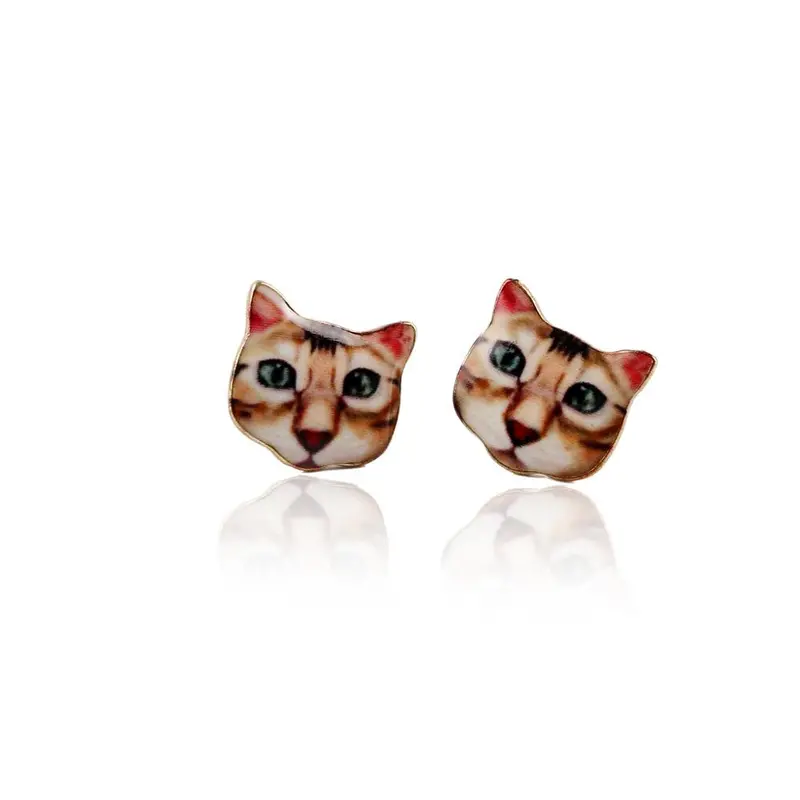 Handmade Adorable Vintage Gold Metal Kitty Cat Earrings Oed056 1