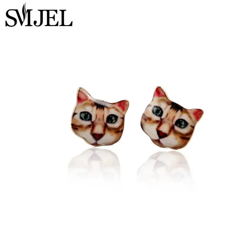 Handmade Adorable Vintage Gold Metal Kitty Cat Earrings Oed056 2