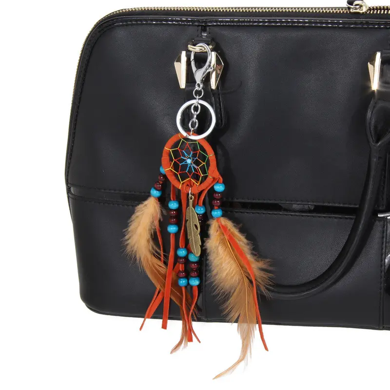 Handmade Dream Catcher Bag Key Chains Feathers Beads Key Ring Pendant Dream Catcher Key Chain Fashion Jewelry 1