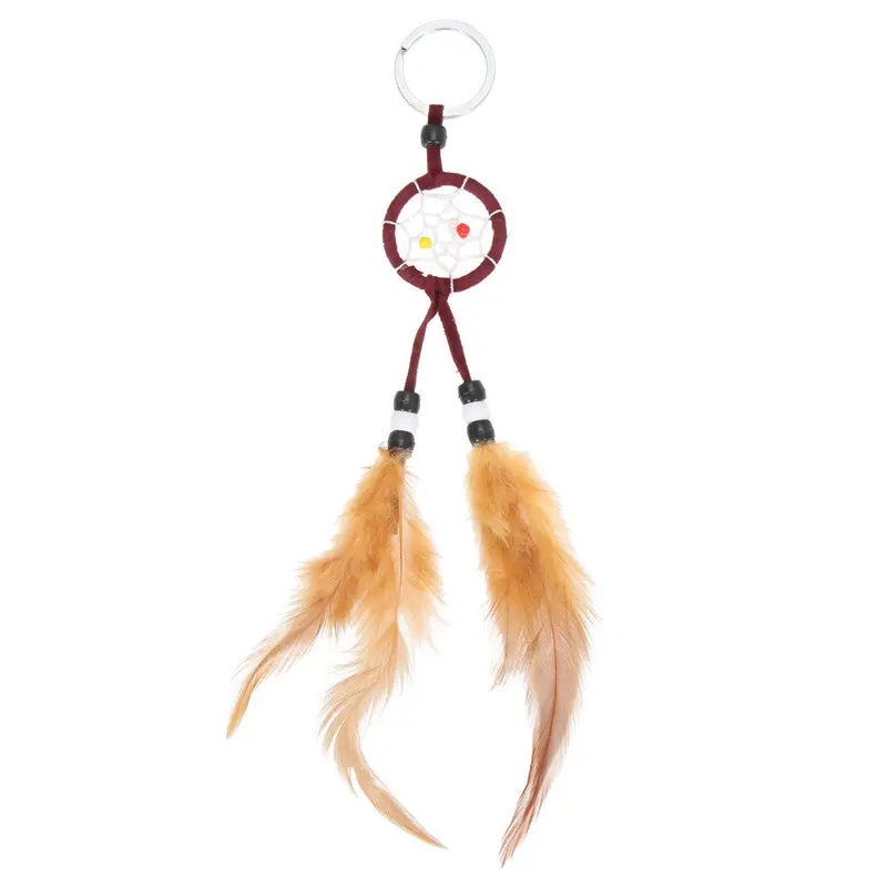 Handmade Dream Catcher Net With Feathers Hanging Keychain Decoration 1