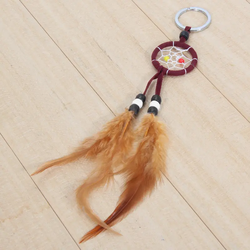Handmade Dream Catcher Net With Feathers Hanging Keychain Decoration 2