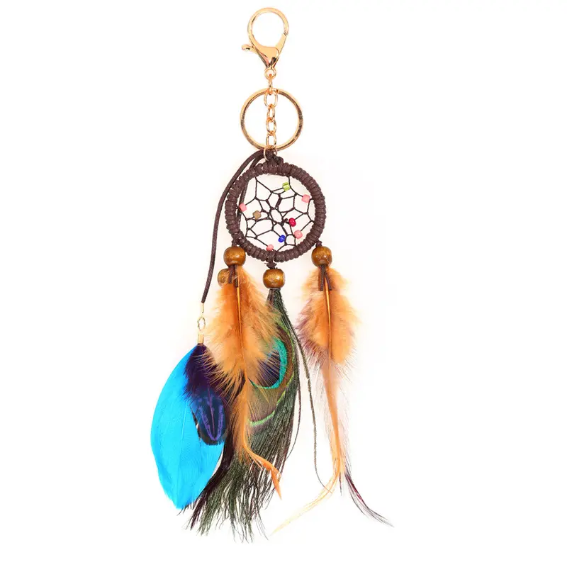 Handmade Dreamcatcher Feathers Car Wall Gift Keychain Dream Catcher Key Rings 1