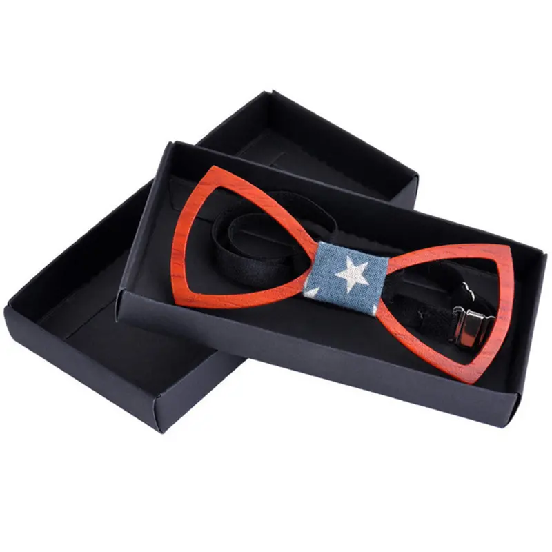 Handmade Wood Bow Ties Bowtie Butterfly Gravata Ties Forhollow Out Geometric Wooden Bow Tie 3