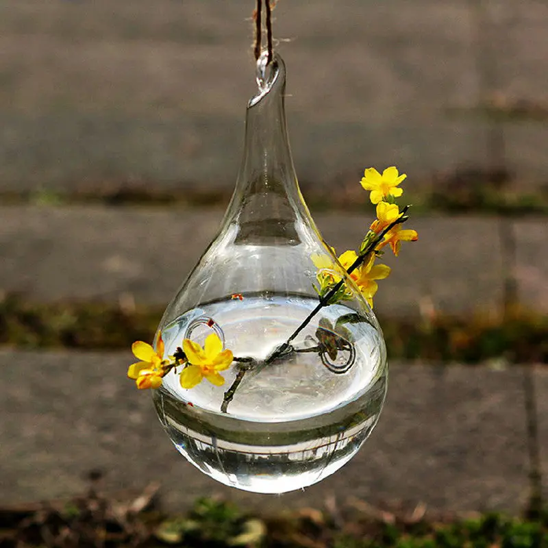 Hanging Drop Round Crystal Flower Vase Hydroponic Container Home Decor Exquisite 69718 1