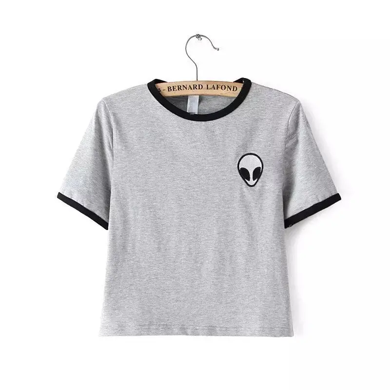 Harajuku Alien T Shirt Tops Sexy Belly Shirts Teenage Short Sleeve Tee Shirt Cotton T Shirt Women 1