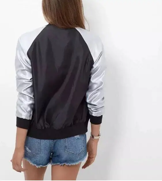 Harajuku Animal Bird Flower Embroidery Jacket Women Contrast Color Sleeve Bomber Jacket Coat Pilots Couple Outerwear 3