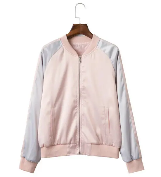 Harajuku Animal Peacock Flower Embroidery Jacket Women Contrast Color Sleeve Bomber Jacket Coat Pilots Couple Outerwear 1