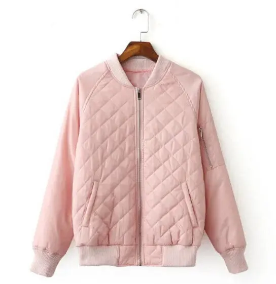 Harajuku Argyle Plaid Quilting Quilted Pilots Jacket Women Vintage Bomber Pilots Coat Outerwear Tops Femme 5 Color 10