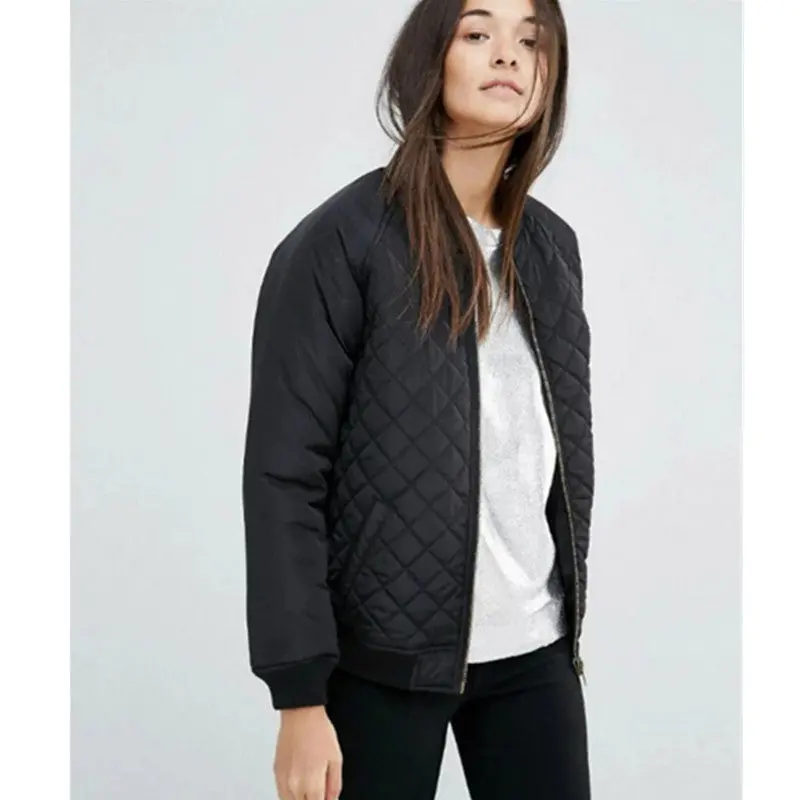 Harajuku Argyle Plaid Quilting Quilted Pilots Jacket Women Vintage Bomber Pilots Coat Outerwear Tops Femme 5 Color 6
