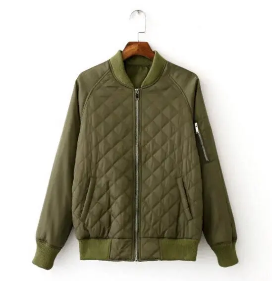 Harajuku Argyle Plaid Quilting Quilted Pilots Jacket Women Vintage Bomber Pilots Coat Outerwear Tops Femme 5 Color 7