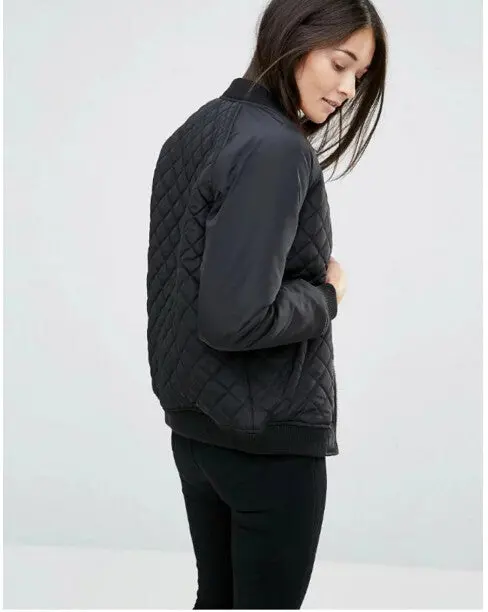 Harajuku Argyle Plaid Quilting Quilted Pilots Jacket Women Vintage Bomber Pilots Coat Outerwear Tops Femme 5 Color 7