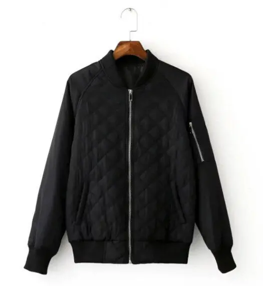 Harajuku Argyle Plaid Quilting Quilted Pilots Jacket Women Vintage Bomber Pilots Coat Outerwear Tops Femme 5 Color 9