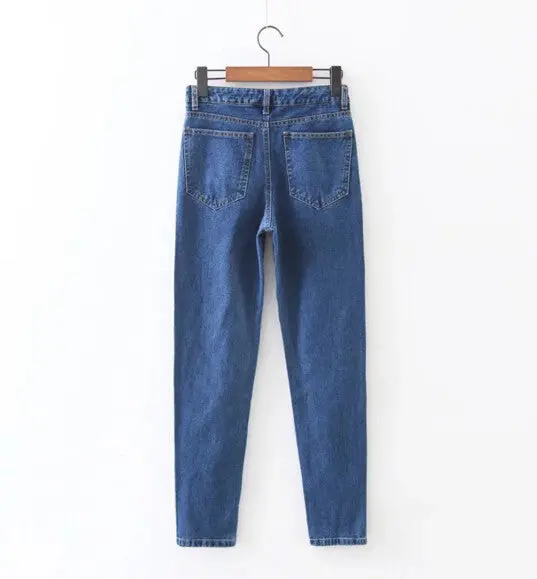 Harajuku Blue Flower Embroidery Denim Pants Woman Harem Jeans Femme Long Jeans Feminino 3