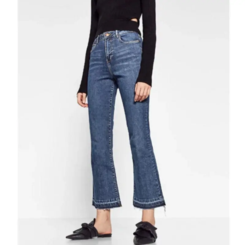 Harajuku Blue High Waist Flare Pants Denim Pants Woman Tight Jeans Femme Long Jeans Feminino 2