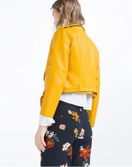 Harajuku Buckles Hem Pu Faux Leather Jacket Women Lapel Neck Epaulet Motorcycle Biker Coat Short Outerwear 4
