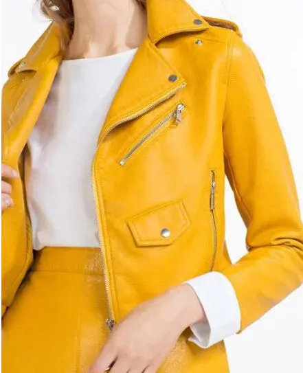 Harajuku Buckles Hem Pu Faux Leather Jacket Women Lapel Neck Epaulet Motorcycle Biker Coat Short Outerwear 6