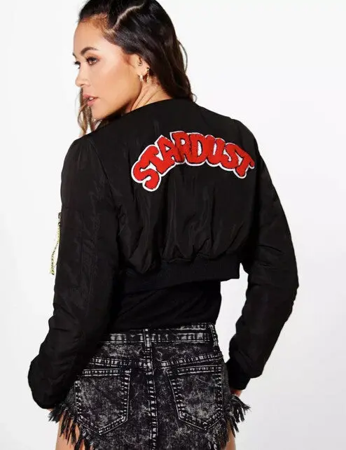 Harajuku Letter Appliques Embroidery Short Jacket Yokosuka Women V Neck Bomber Pilots Jacket Coat Pilots Outerwear 8