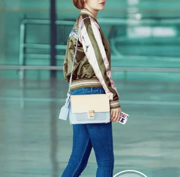 Harajuku On Sleeve Back Bird Eagle Embroidery Jacket Women Contrast Color Bomber Jacket Coat Pilots Outerwear 4