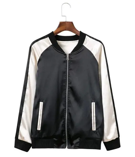 Harajuku Reversible Coat Contrast Color Blank Jacket Women Patchwork Bomber Jacket Coat Pilots Outerwear Double Side 5