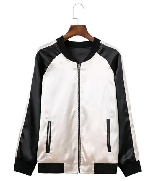 Harajuku Reversible Coat Contrast Color Blank Jacket Women Patchwork Bomber Jacket Coat Pilots Outerwear Double Side 6