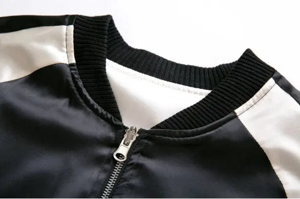 Harajuku Reversible Coat Contrast Color Blank Jacket Women Patchwork Bomber Jacket Coat Pilots Outerwear Double Side 8