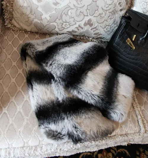 Hariy Shaggy Black Gray Faux Fox Fur Warm Long Scarf Collar Women Faux Fur Shawl Cap Scarves 1